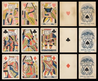 Faro Box with Card Press and Four Samuel Hart Decks. Americ...