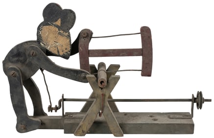 Mickey Mouse with Saw Whirligig. Early wooden and metal whi...