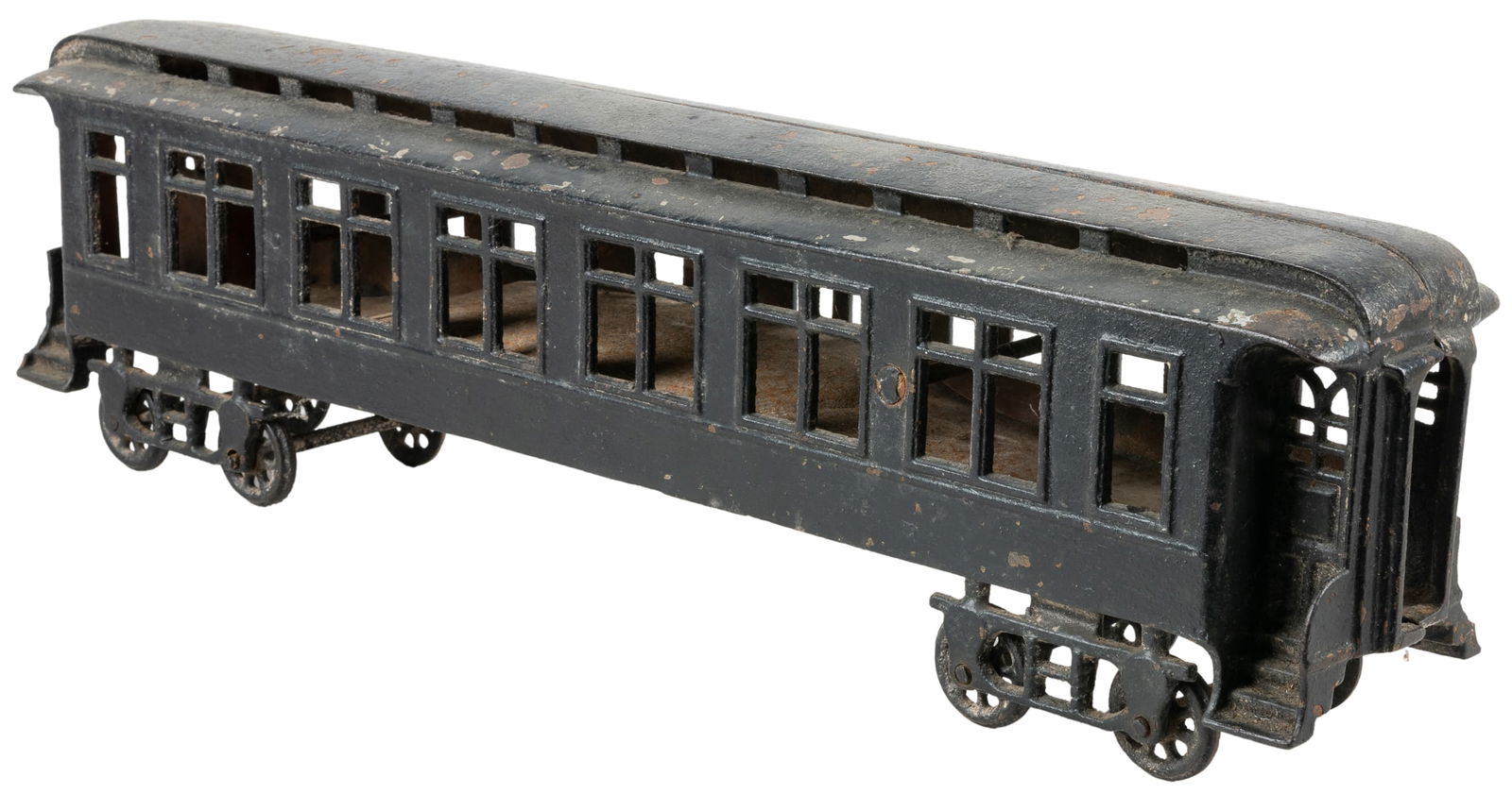 Cast Iron Passenger Floor Train. Unmarked, black painted ca... (1 of 2)