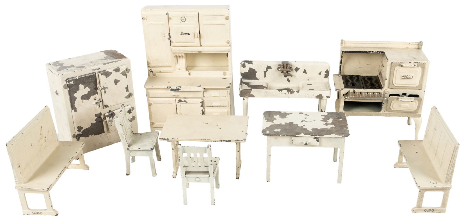 Arcade Mfg. Cast Iron Toy Kitchen Set. Ten pieces, includin... (1 of 1)