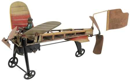 Gunthermann Tin Wind-Up Flapping Wing Airplane Toy. [Sigfri...