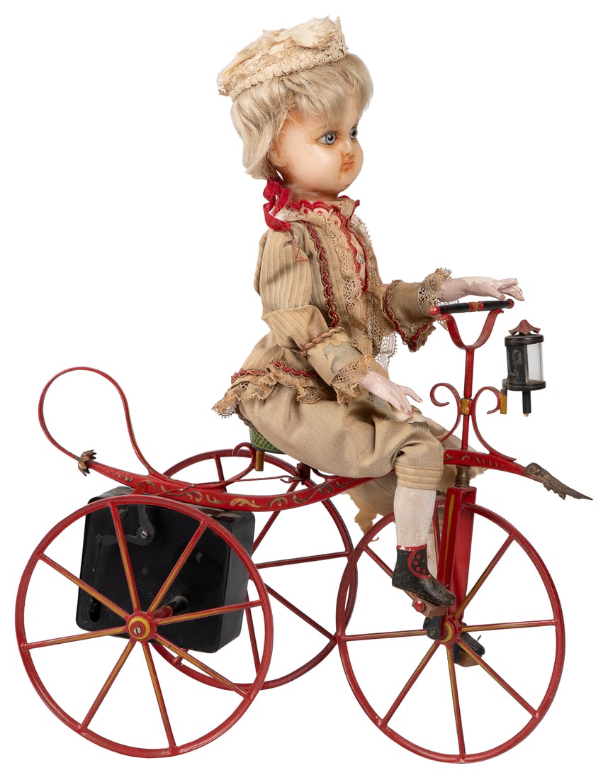 [AUTOMATON]. French Clockwork/Wind-Up Toy Tricycle Wax-Head... (1 of 4)