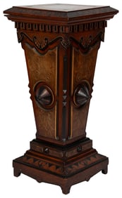 Renaissance Revival Wooden Pedestal. American, late 19th ce...