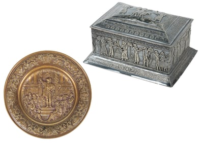 Two Decorative Metalware Items. Including: a heavy brass ro...