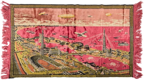 Chicago 1933 Century of Progress Rug. Machined wool rug wit...