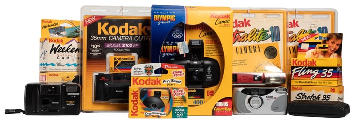 Collection of 61 Unused Kodak Film Camera Outfits in Origin...
