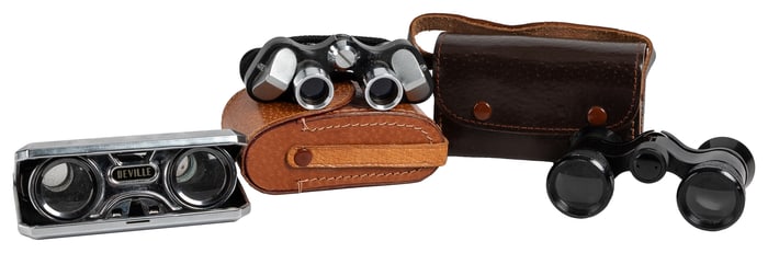 Three Pairs of Small Binoculars. Includes folding Deville S...