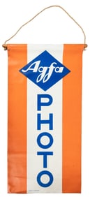 Agfa Photo Vinyl Banner. Germany, 20th century. Orange, whi...
