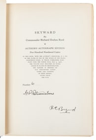 BYRD, Richard E. (1888-1957). Skyward. With a foreword by W...