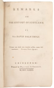DALRYMPLE, Sir David (1726-1792). Remarks on The History of...