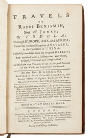  [JUDAICA]. [GERRANS, Rev. B., translator]. Travels of Rabbi...
