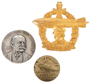  [AVIATION]. Group of 3 World War I Era Graf Zeppelin Medall...