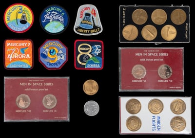  [NASA MEMORABILIA]. Group of Souvenir Coins, Plates and Pat...