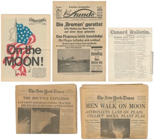  [NEWSPAPERS]. Group of 5 Newspapers Related to Aviation or ...