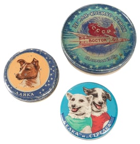  [SOVIET SPACE PROGRAM]. Group of 3 Soviet Souvenir Candy Ti...