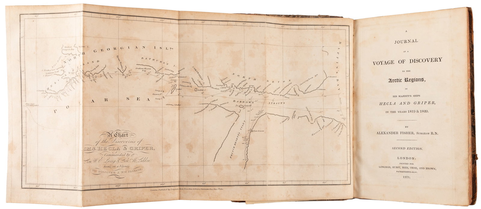 FISHER, Alexander (d. 1838). A Journal of a Voyage of Disco...: FISHER, Alexander (d. 1838). A Journal of a Voyage of Discovery to the Arctic Regions, in His Majesty’s Ships Hecla and Griper, in the Years 1819 & 1820. London: Longman, Hurst, Rees, Orme, and 
