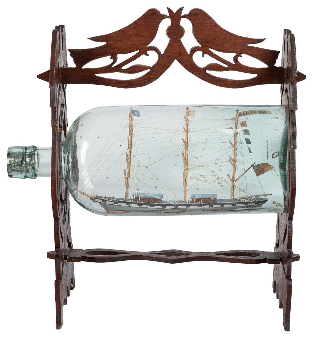 [MODEL - SHIP IN A BOTTLE]. “Annie Hughes” Three-Masted Sch... (1 of 3)