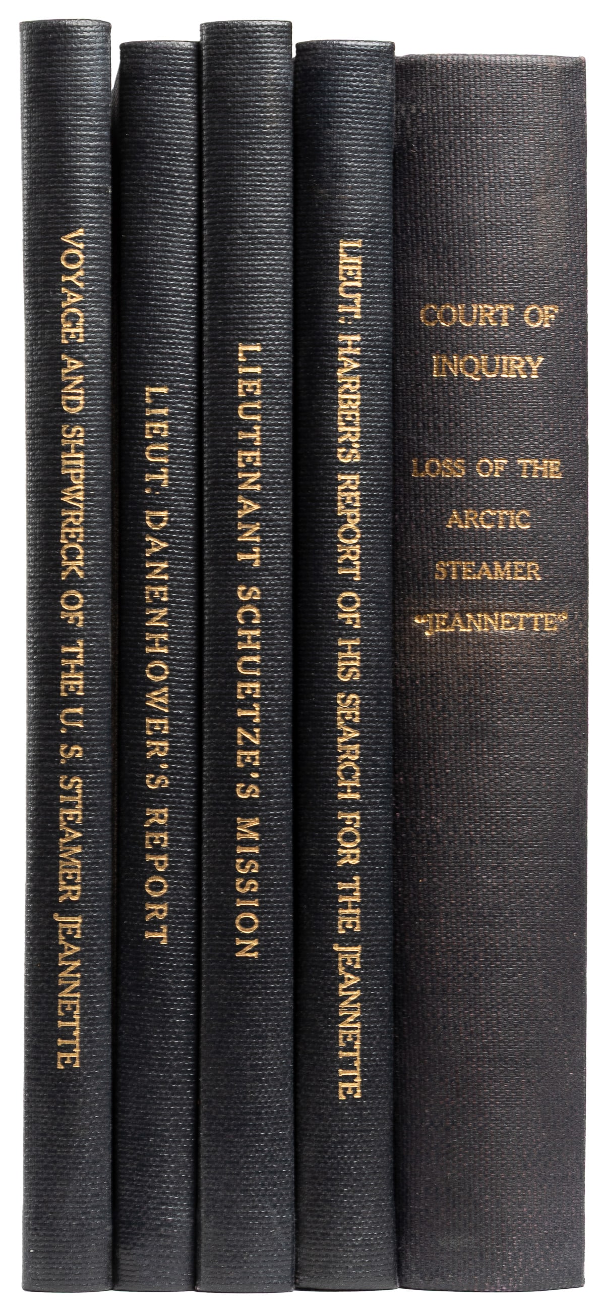 [THE STEAMER “JEANNETTE”]. Group of 4 Official Accounts Plu...: [THE STEAMER “JEANNETTE”]. Group of 4 Official Accounts Plus One Unofficial Account of the Loss of the “Jeannette” including: Proceedings of a Court of Inquiry Convened at the 