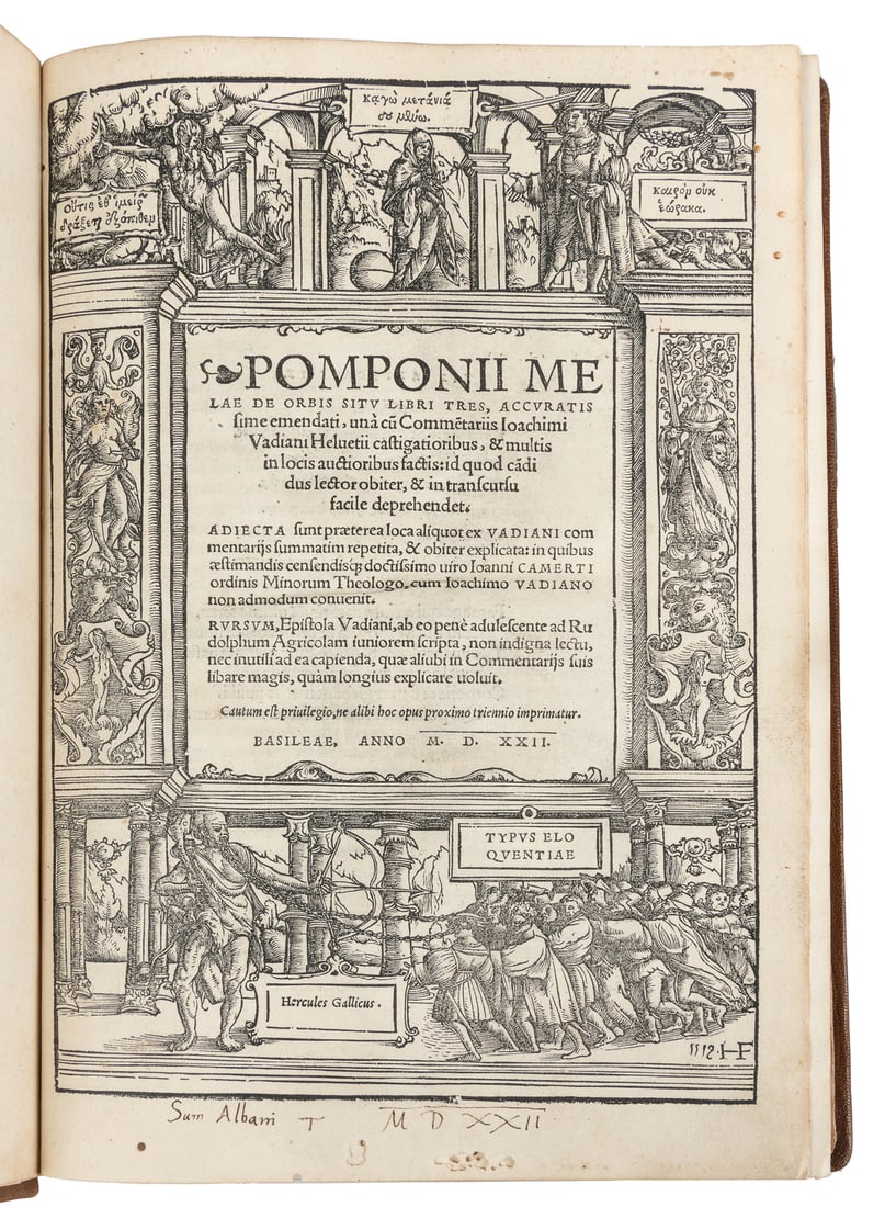 [ANCIENT GEOGRAPHY]. POMPONIUS MELA (1st Century B.C. - 45 ... (1 of 2)