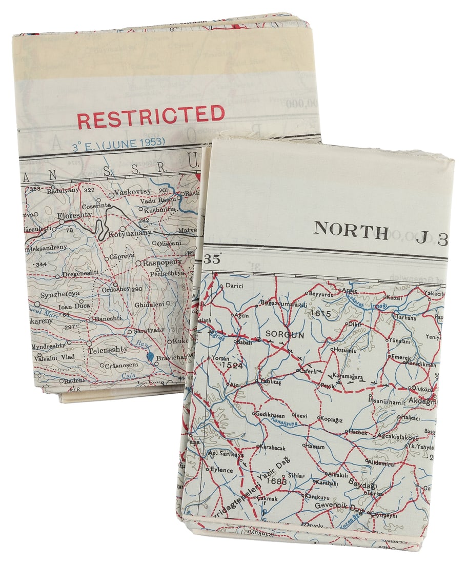 [AVIATION]. [COLD WAR]. Pair of Printed Silk “Bail-Out” Dou... (1 of 3)