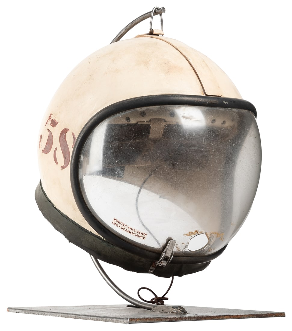 [NASA EQUIPMENT]. Self Contained Atmospheric Protection Ens...: [NASA EQUIPMENT]. Self Contained Atmospheric Protection Ensemble (SCAPE) Helmet. [Bethesda: The Martin Company, ca. 1950s-60s]. Helmet manufactured by the Martin Company which specialized in aerospace