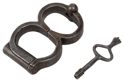 Plug 8 Boer War Handcuffs. Broad and heavy set of handcuffs...
