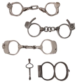 Four Sets of Vintage Handcuffs. Circa 1900s – 30s. Includin...