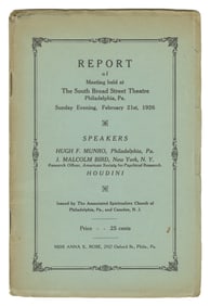 [HOUDINI] ROSE, Anna K. Report of Meeting Held at South Bro...