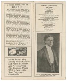 HOUDINI, Harry (Erik Weisz, 1874 – 1926). Keith Theatre Pro...
