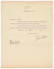 HOUDINI, Harry (Erik Weisz, 1874 – 1926). Houdini TLS to Re...