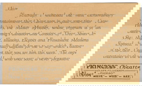 HOUDINI, Harry (Erik Weisz, 1874 – 1926). Houdini “Master M...