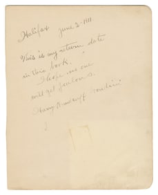 HOUDINI, Harry (Erik Weisz, 1874 – 1926). Houdini Autograph...