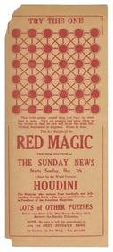 HOUDINI, Harry (Erik Weisz, 1874 – 1926). Red Magic Handbil...