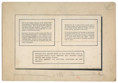 HOUDINI, Harry (Erik Weisz, 1874 – 1926). Original Pen-and-...