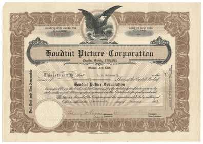 HOUDINI, Harry (Erik Weisz, 1874 – 1926). Signed Houdini Pi...