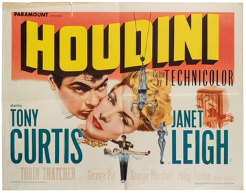 HOUDINI. Paramount Studios, 1953. Half-sheet poster for the...