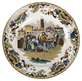 [CUPS AND BALLS] L’Escamoteur. Porcelain Transfer Plate. Ci...