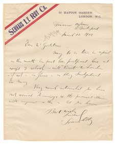 LEROY, Servais (1865 – 1953). ALS to Will Goldston. Dated M...