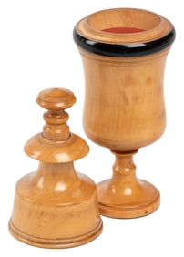 Melting Pot Coin Vase. Circa 1890. Finely turned hardwood v...