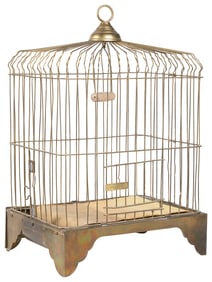 Appearing Canary Cage. Circa 1910s. Gilt-painted wire cage ...