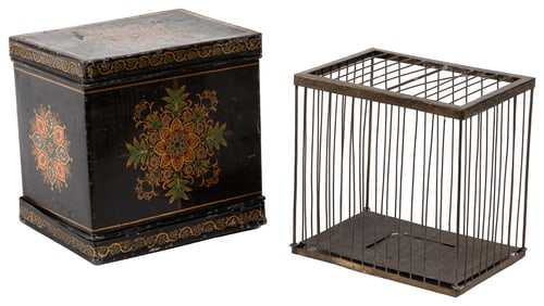 Cage Transformation Box. British, ca. 1880. Toleware box el...