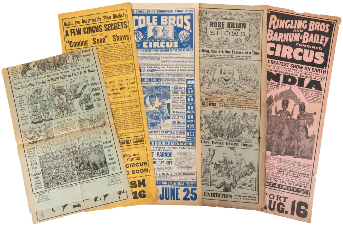 Group of Five Circus Heralds. [V.p., ca. 20th century]. Var... (1 of 1)