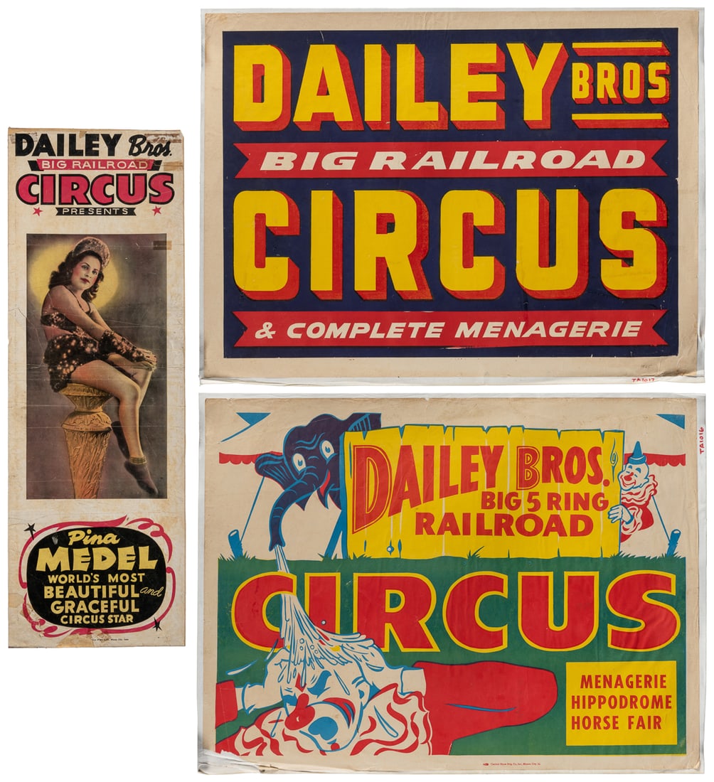 Dailey Bros. Big Railroad Circus. Three posters. Circa 1940... (1 of 4)
