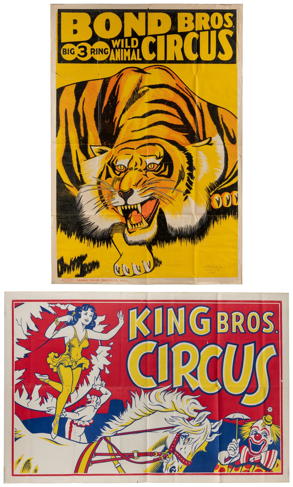 [CIRCUS]. Two one-sheet posters. Including: Bond Bros. 3 Ri... (1 of 3)