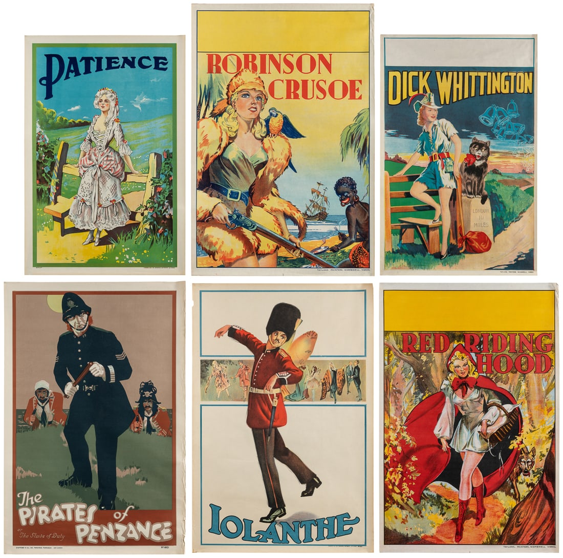Six British pantomime posters. Taylors Printers, Wombwell Y... (1 of 7)
