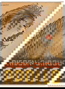 GOY. Riesen Circus / Apollo. Poster maquette. Germany, ca. ...: GOY. Riesen Circus / Apollo. Poster maquette. Germany, ca. 1950s. Mixed media on paper. 16 ¾ x 12 1/8”. Linen backed. B+.
