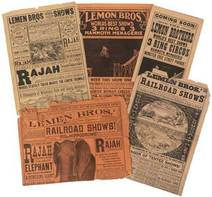 Lemen / Lemon Bros. World’s Best Shows. Five circus heralds...