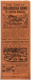 Great Pan-American Shows and European Menagerie. Two circus...