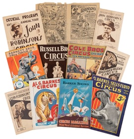 Collection of 29 American circus programs, couriers, and a ...