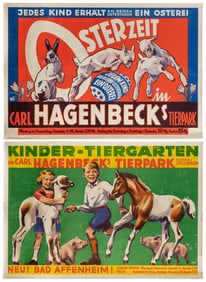 Pair of Carl Hagenbeck’s Tierpark Posters. Germany, ca. 193...